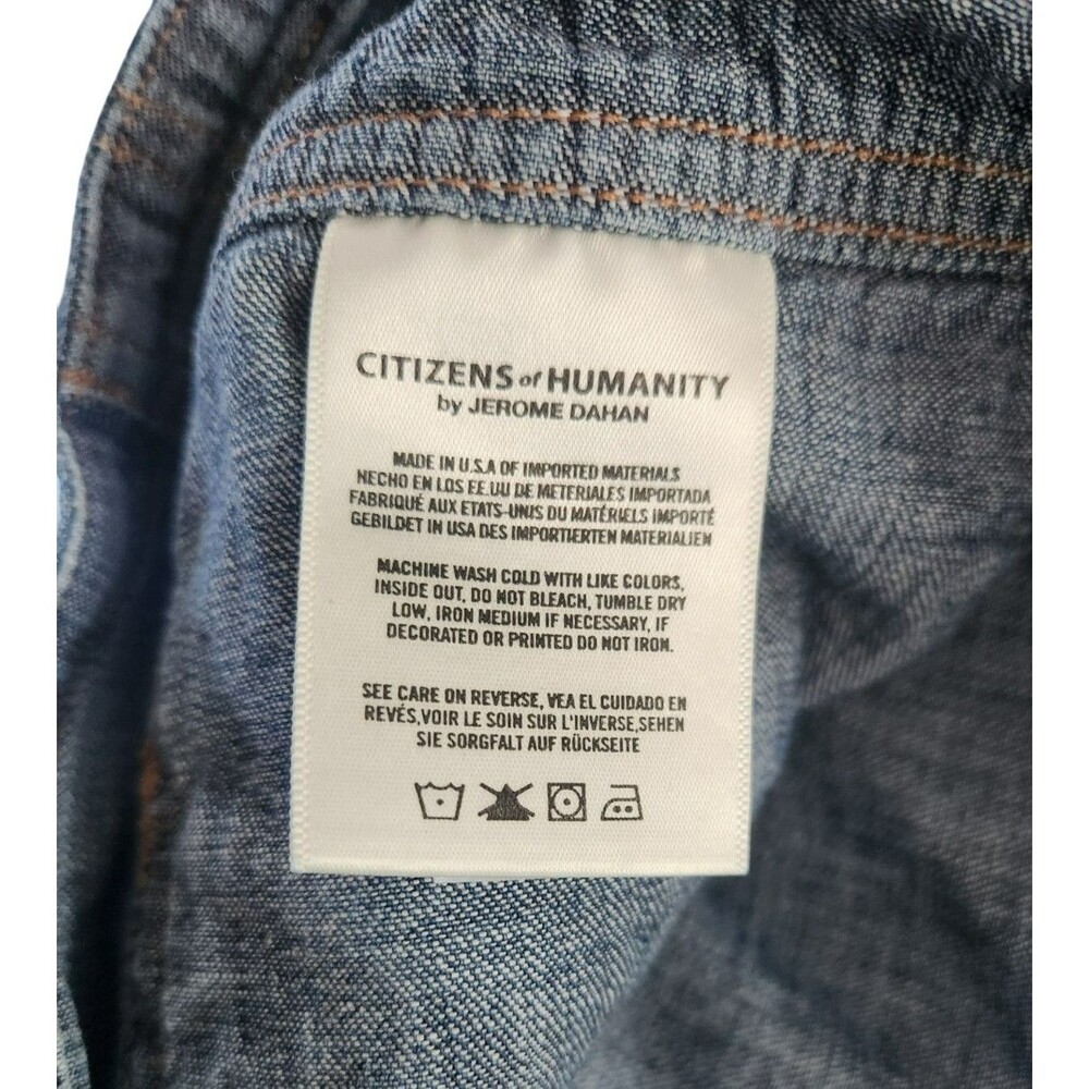 Citizens of Humanity Farrah 70s Blue Denim Jumpsuit XS 100% Cotton Flare Leg - Picture 9 of 10